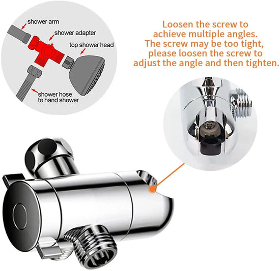 3-Way Diverter Valve Connector with Handheld Showerhead Bracket