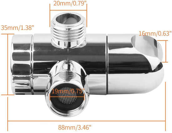 3-Way Diverter Valve Connector with Handheld Showerhead Bracket