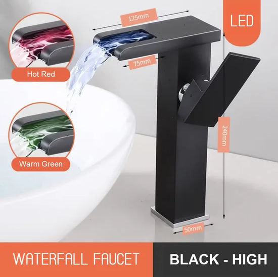 LED Luminous Faucet Waterfall Water