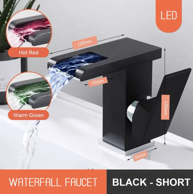 LED Luminous Faucet Waterfall Water